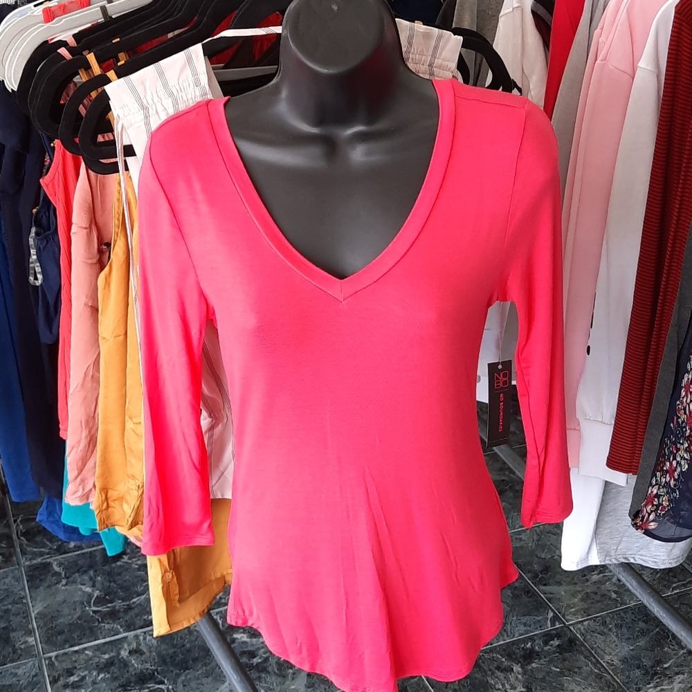 Hot pink v neck